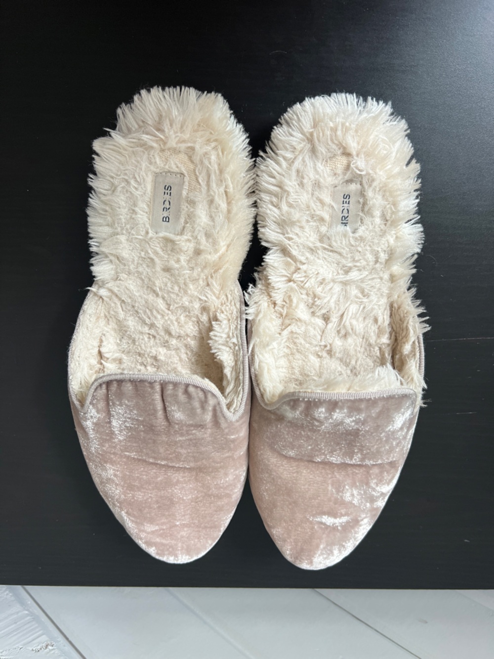 Birdies Phoebe Mules Cream Velvet Slip on Slippers Sz 8